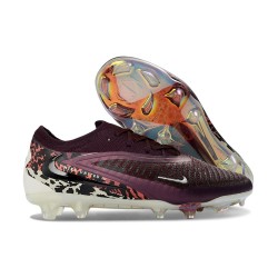 Tacón de Futbol Nike Phantom 6 L Elite FG Flechazo Burdeos Rojo Univ Fósil