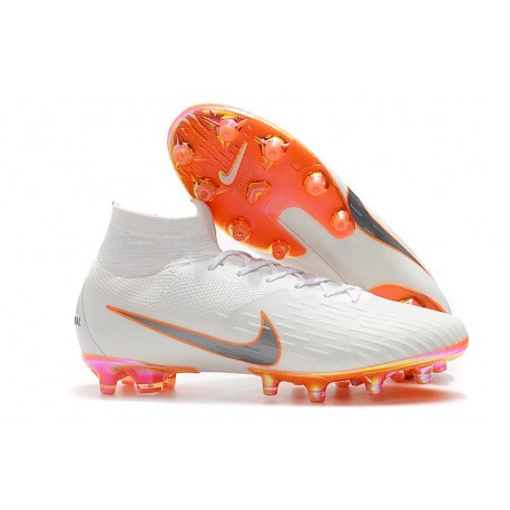 Tacos de Futbol Nike Mercurial Superfly VI 360 Elite AG Blanco Naranja