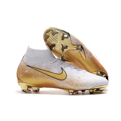 Bota de Fútbol Nike Mercurial Superfly VI 360 Elite FG Blanco Oro