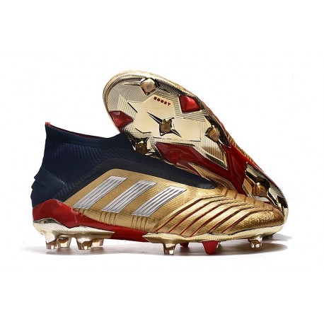 Tacón de Fútbol adidas Predator 19+ FG - Oro Plata Rojo
