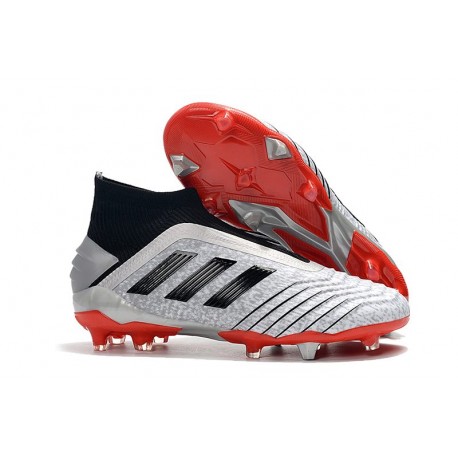 Tacón de Fútbol adidas Predator 19+ FG - Plata Negro Rojo