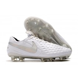 Tacos de Futbol Nike Tiempo Legend 8 Elite FG Blanco Platino Gris Lobo