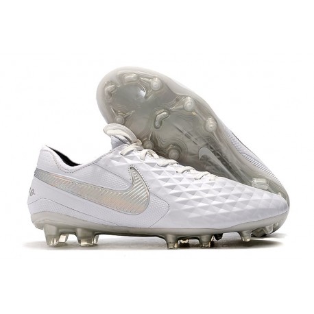 Tacos de Futbol Nike Tiempo Legend 8 Elite FG Blanco Platino Gris Lobo