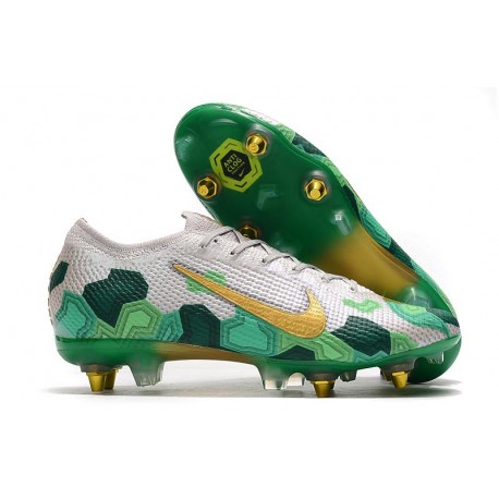 Nike Mercurial Vapor 13 Elite SG-Pro AC Mbappe Gris Dorado Verde