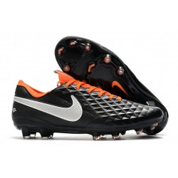 Tacos de Futbol Nike Tiempo Legend 8 Elite FG Negro Blanco Naranja