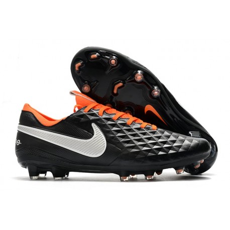 Tacos de Futbol Nike Tiempo Legend 8 Elite FG Negro Blanco Naranja