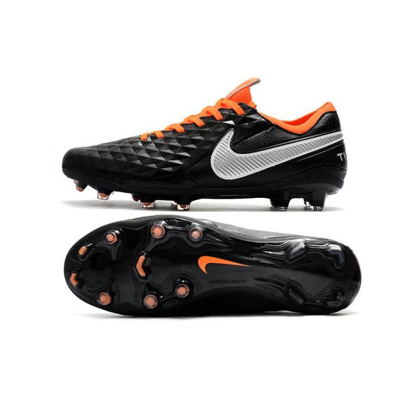 Tacos de Futbol Nike Tiempo Legend 8 Elite FG Negro Blanco Naranja