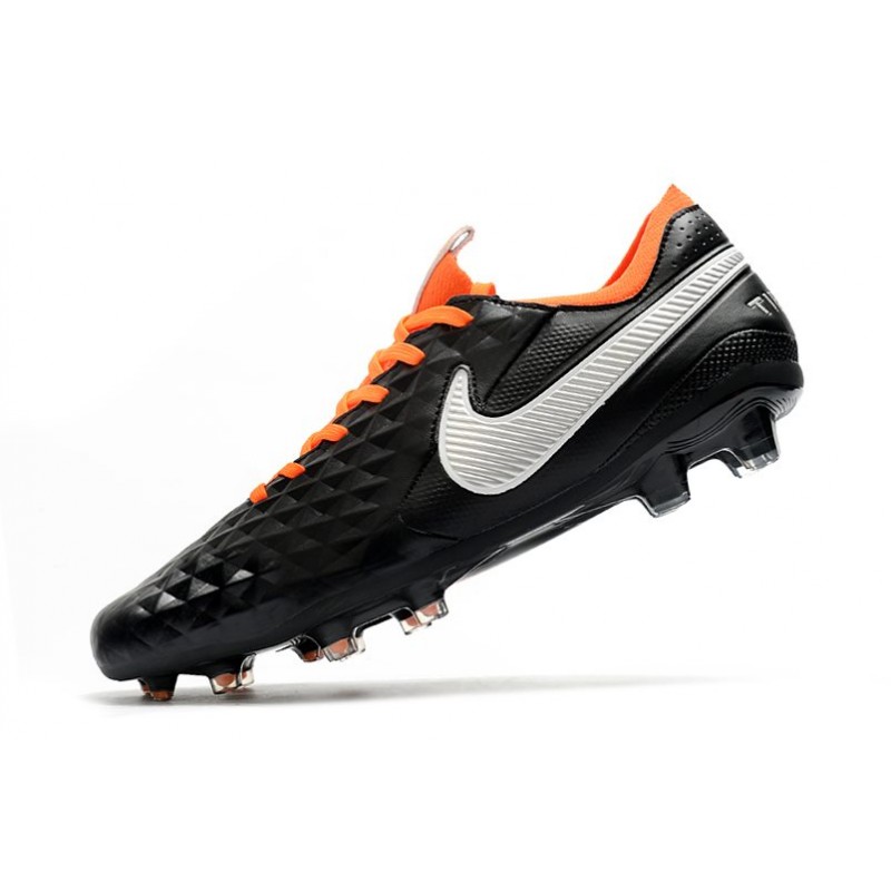 Tacos de Futbol Nike Tiempo Legend 8 Elite FG Negro Blanco Naranja