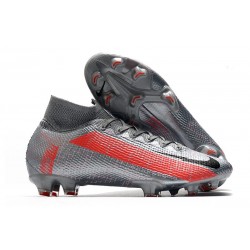 Zapatilla Nike Mercurial Superfly 7 Elite DF FG Gris Negro Rojo