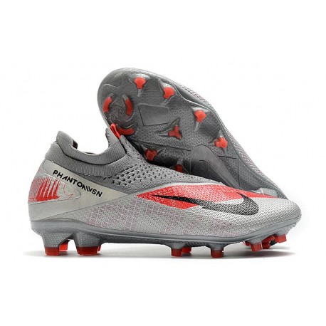 Bota de Fútbol Nike Phantom VSN 2 Elite DF FG -Gris Negro Rojo