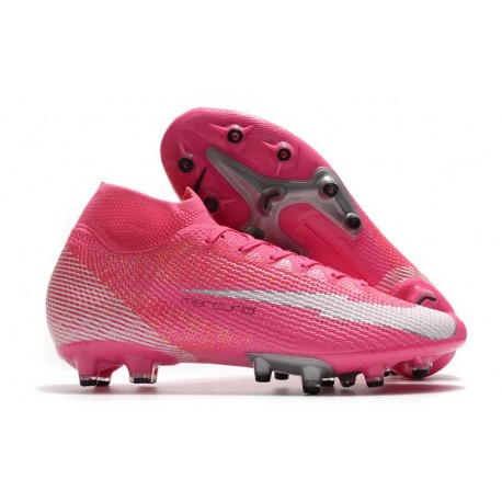 Bota Nike Mercurial Superfly VII Elite AG x Mbappé Rosa Blanco Negro