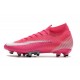 Bota Nike Mercurial Superfly VII Elite AG x Mbappé Rosa Blanco Negro