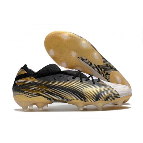 Botas adidas Nemeziz Messi 19.1 FG Blanco Dorado Metalizado Negro