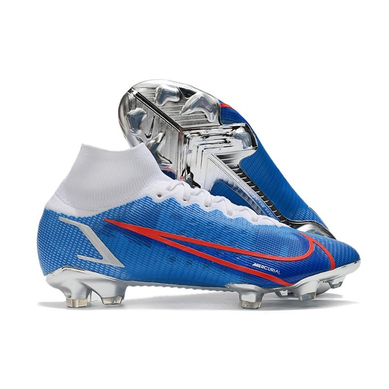 Botas de Fútbol Nike Mercurial Superfly 8 Elite FG Azul Blanco Rojo