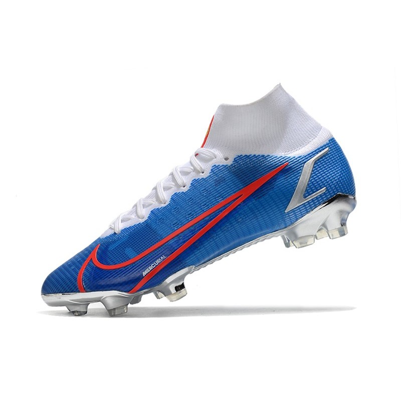 Botas de Fútbol Nike Mercurial Superfly 8 Elite FG Azul Blanco Rojo