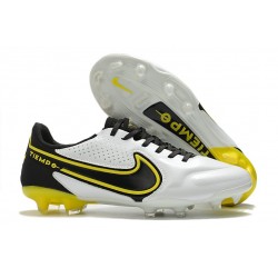 Botas de fútbol Nike Tiempo Legend 9 Elite FG Blanco Gris Humo Oscuro Negro Amarillo