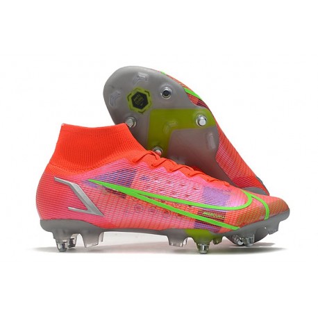 Nike Mercurial Superfly VIII Elite SG Bota Carmesi Plateado Metalizado