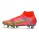 Nike Mercurial Superfly VIII Elite SG Bota Carmesi Plateado Metalizado
