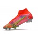 Nike Mercurial Superfly VIII Elite SG Bota Carmesi Plateado Metalizado