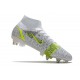 Nike Mercurial Superfly VIII Elite SG Blanco Negro Metálico Plateado