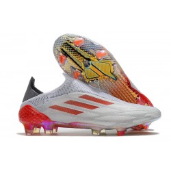 Bota adidas X Speedflow+ FG Blanco Hierro Metálico Rojo Solar
