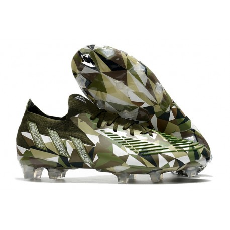 Bota Adidas Predator Edge.1 Low Fg Crystal Focus Oliva Plateado Metálico Magic Lima